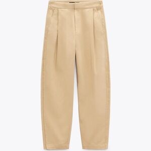 Zara Tan Chinos with High-Waisted Fit and Pleats